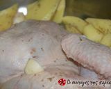 A picture of step 5 of Chicken with potatoes in the oven.