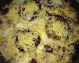 Foto langkah ke 8 dari resep Hamburg Steak with Rice & Egg + Melted Cheese.