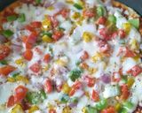A picture of step 6 of Vegetable pizza without pizza base and without microwave.