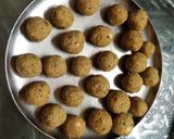 A picture of step 5 of Falafel with hummus dip.