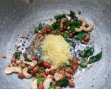 A picture of step 3 of Mamidikaya pulihora or mavinakayi chitrana / Mango rice.
