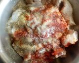 A picture of step 3 of Dahi chicken (yogurt chicken).