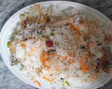 A picture of step 6 of White Pulao.