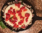 A picture of step 8 of Skillet Meat lovers Pizza for one.