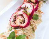 A picture of step 9 of Hakka Noodles with Chicken Swirls.