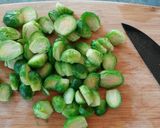 A picture of step 4 of Carmelized Bacon Brussel Sprouts.