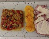 Foto del paso 13 de la receta Chuletas de Sajonia con crema de queso y caquis con pisto