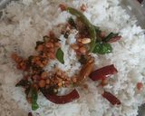 A picture of step 6 of Chintapandu pulihora / tamarind rice Andhra style.