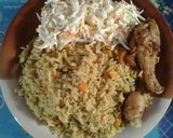 A picture of step 1 of Fried rice with chicken.