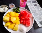 A picture of step 1 of Mango and Watermelon smoothie.