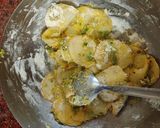 A picture of step 1 of Maaru fritters with tomato carrot salsa.