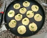 A picture of step 4 of Curd appe with curd chutney.