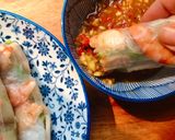 A picture of step 4 of Shrimp and Pork Spring Rolls with Fermented Anchovy Dipping Sauce.