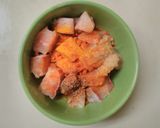 A picture of step 1 of Chilli garlic fish.