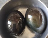 A picture of step 1 of Spinach with Century Egg.