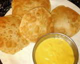A picture of step 4 of Sattu ki kachori with aamras.