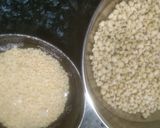 A picture of step 1 of Lobia Dahivada in Appe pan.