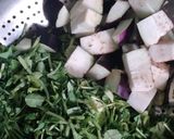 A picture of step 2 of Methi with brinjal.