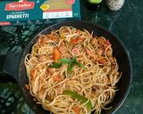 A picture of step 6 of Spaghetti Pasta Bolognese with Soya and Veggies.