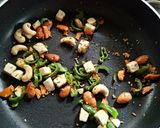 A picture of step 2 of Healthy stir fry representing Makhana Veggies Nuts and Fruits.