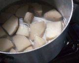 A picture of step 2 of Yam and pigeon peas.