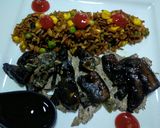 Foto del paso 5 de la receta: Corona de níscalos sobre lomito de cerdo con salsa de ostras!