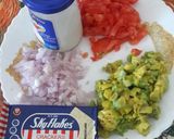 A picture of step 1 of #GA4 WEEK10 Sky flake cracker topped with cream cheese & avocado.