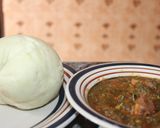 A picture of step 5 of Pounded yam with vegetable soup.