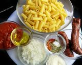 A picture of step 1 of Macaroni with Tomato Sauce and Chorizo.