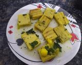 A picture of step 3 of Mango grilled dhokla.