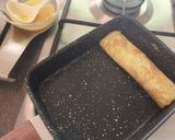 A picture of step 4 of Tamagoyaki, Japanese Omelette.