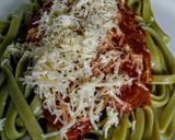 Foto del paso 4 de la receta: Fettuccine con sabor a pesto, bañado de salsa bolognesa