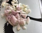 Une image de l'étape 1 de Porc sauté à l asiatique aux pousses de bambou et poireaux.
