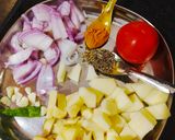 A picture of step 2 of Chaulai (amaranths) saag.
