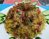 A picture of step 17 of Rangeen Pulao.