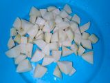 Boiled rice served with minji stew and potatoes