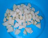 A picture of step 2 of Boiled rice served with minji stew and potatoes.