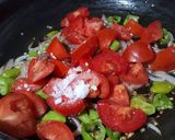 A picture of step 6 of Besan ki Roti.Piyaz Tamatar Hari Mirch Chutney.