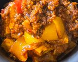 A picture of step 7 of Paneer capsicum schezwan.