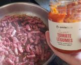 Une image de l'étape 4 de Lentilles aux lardons sauce tomate bio.