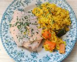 Une image de l'étape 6 de Filets de truite avec son riz aux légumes et curcuma au Cook Expert.