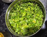 A picture of step 4 of Gujarati stuffed Lilva kachori.