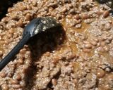 A picture of step 2 of Skye's Burger with Beans.
