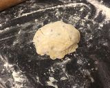 A picture of step 7 of Rolo cookie cake.