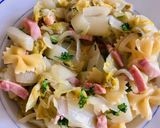 Hình bước làm 4 của món Diếp Quăn Trắng Endive Xào Lardon & Phô Mai Xanh Gogonzola