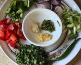 A picture of step 1 of Chilli bhindi bateta (ladyfinger and chips).