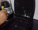 A picture of step 3 of Eggless Waffle with ice cream.