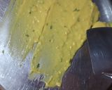 A picture of step 5 of Masala Khandvi.