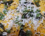 A picture of step 3 of Besan dhokla / khaman dhokla.