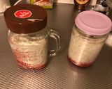 A picture of step 3 of Peanut butter and jelly Overnight oats.